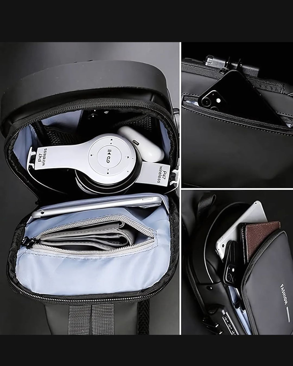 Anti-Theft Waterproof Sling Bag with USB Charging Port | Stylish Crossbody Travel Backpack