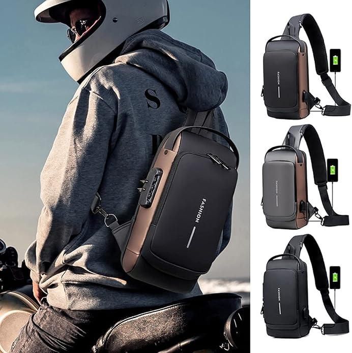 Anti-Theft Waterproof Sling Bag with USB Charging Port | Stylish Crossbody Travel Backpack