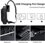 Anti-Theft Waterproof Sling Bag with USB Charging Port | Stylish Crossbody Travel Backpack