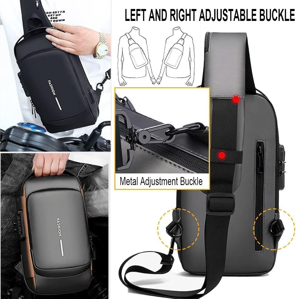 Anti-Theft Waterproof Sling Bag with USB Charging Port | Stylish Crossbody Travel Backpack