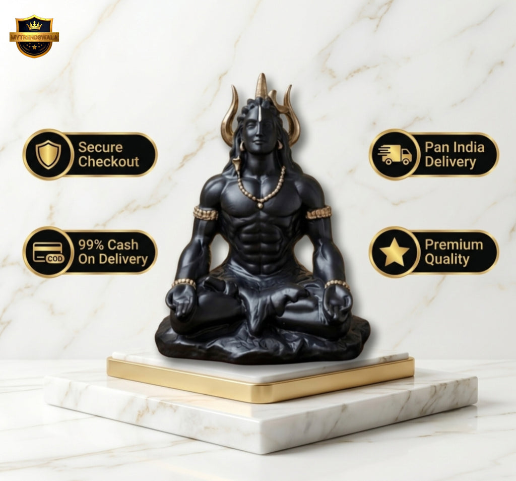 Adiyogi Shiva Idol (5 Inch) – Matte Black Spiritual Car Dashboard & Home Decor