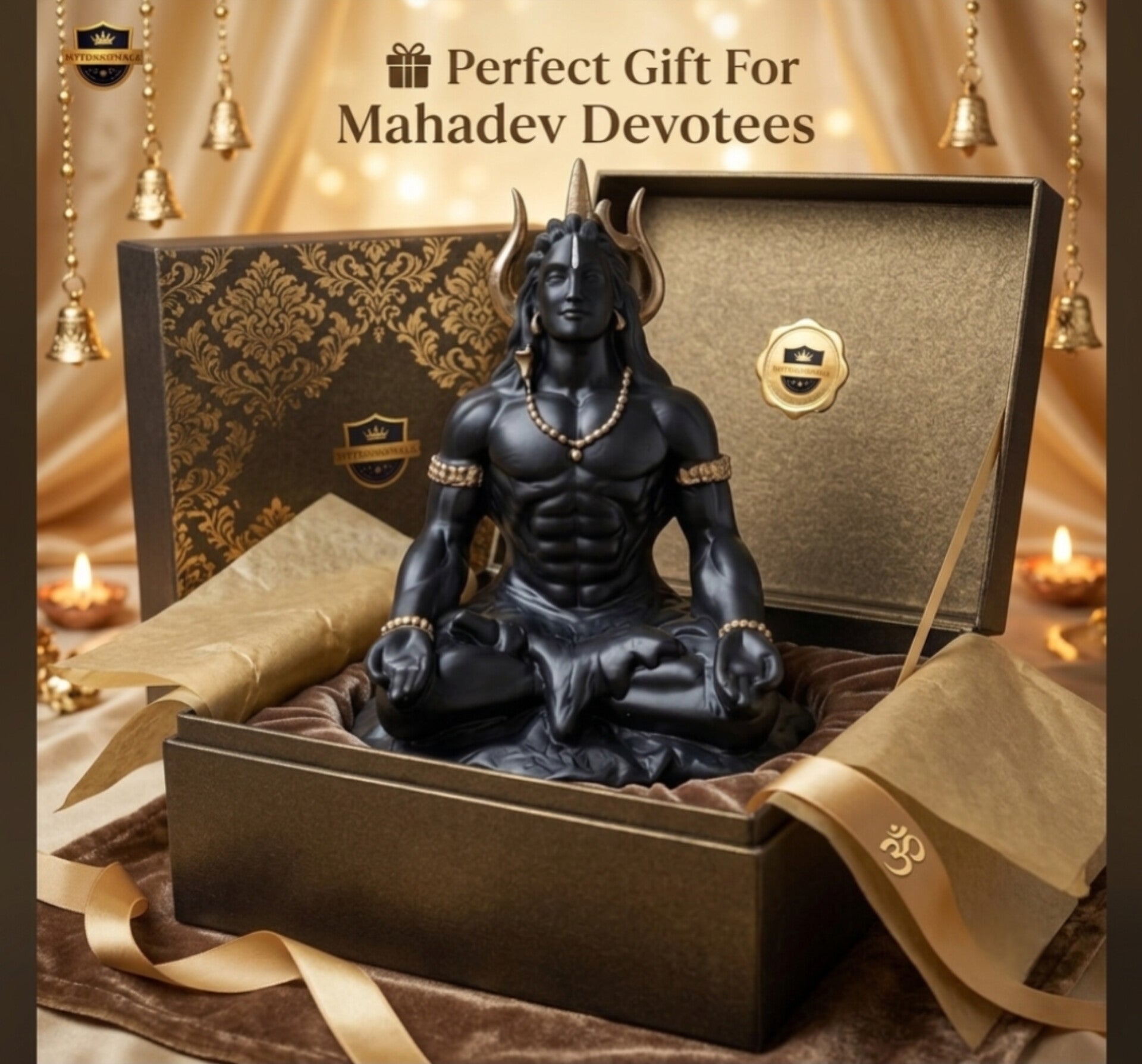 Adiyogi Shiva Idol (5 Inch) – Matte Black Spiritual Car Dashboard & Home Decor