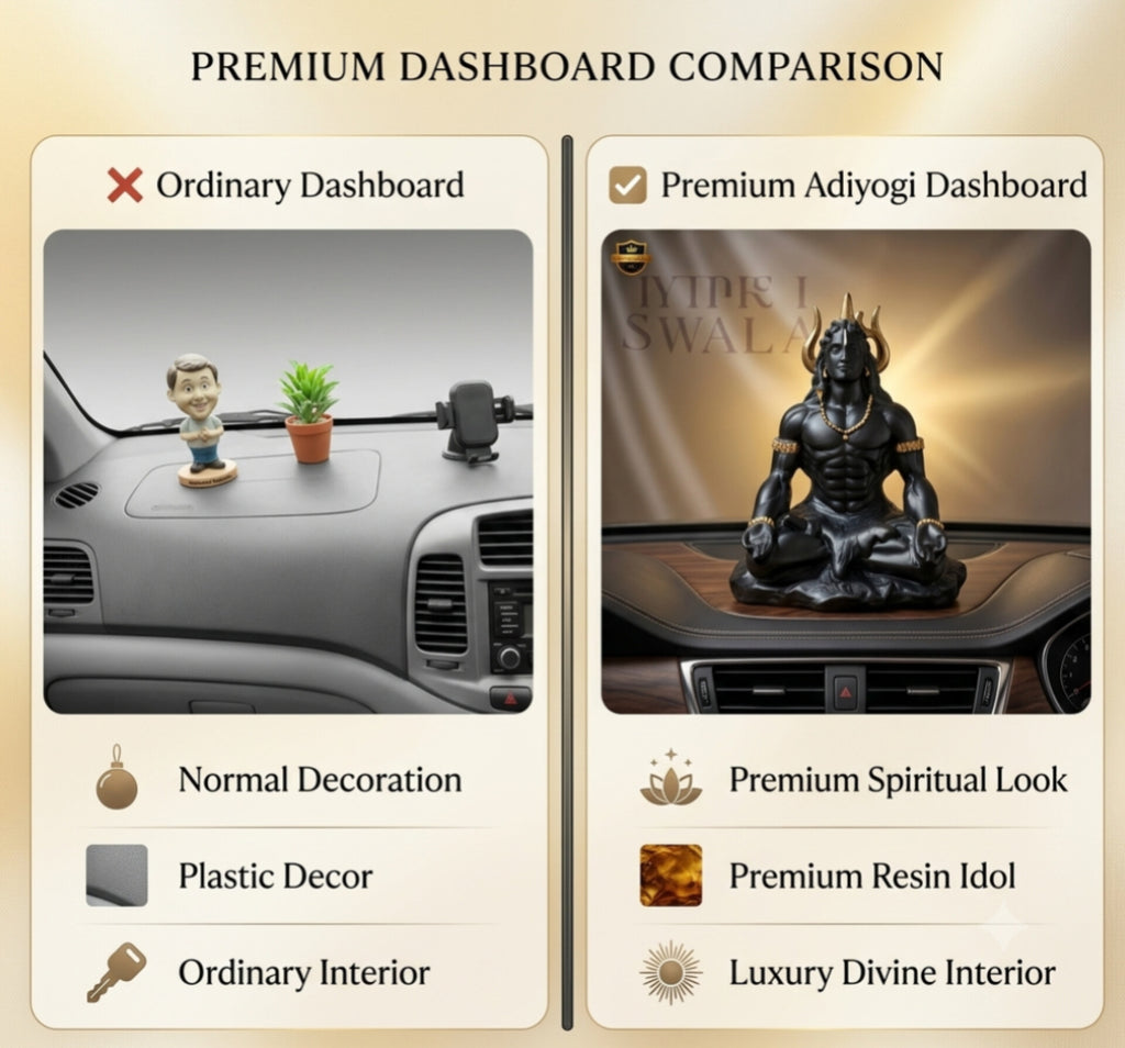 Adiyogi Shiva Idol (5 Inch) – Matte Black Spiritual Car Dashboard & Home Decor