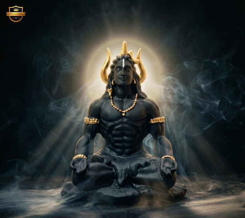 Adiyogi Shiva Idol (5 Inch) – Matte Black Spiritual Car Dashboard & Home Decor