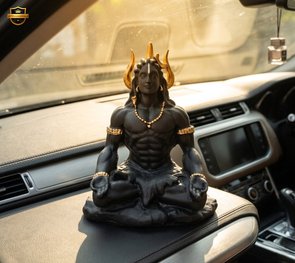 Adiyogi Shiva Idol (5 Inch) – Matte Black Spiritual Car Dashboard & Home Decor