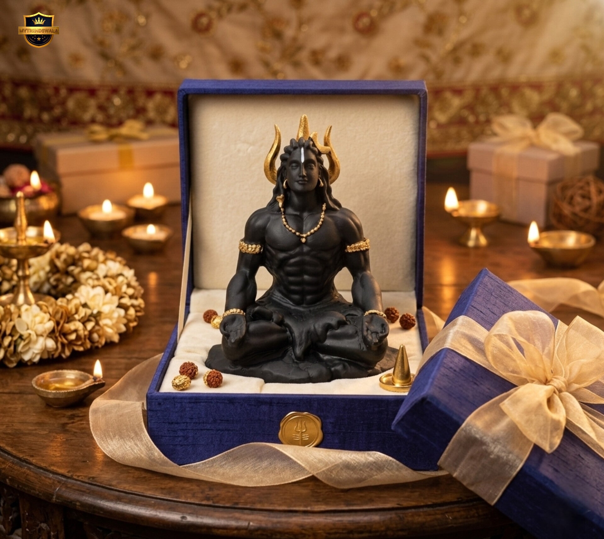 Adiyogi Shiva Idol (5 Inch) – Matte Black Spiritual Car Dashboard & Home Decor